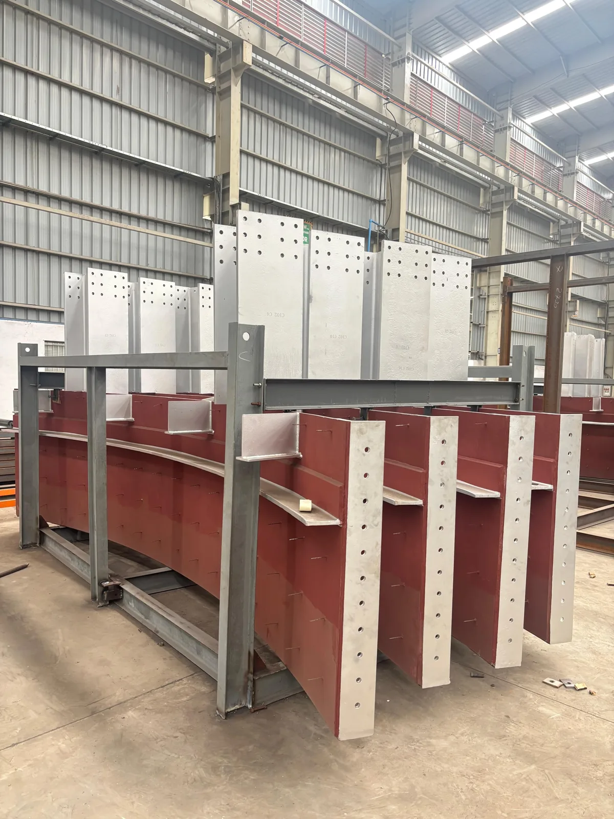 Fabricated panels standing in their support frame