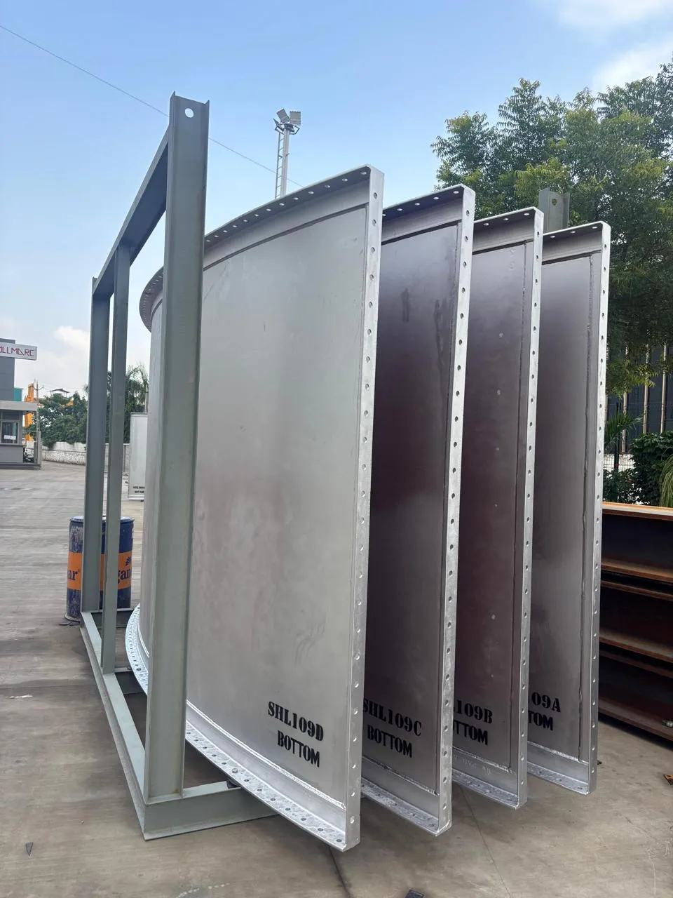 Galvanised panels standing in their frame